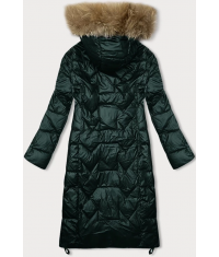 Długa kurtka pikowana damska Glakate ciemna zielona (LU-2203)