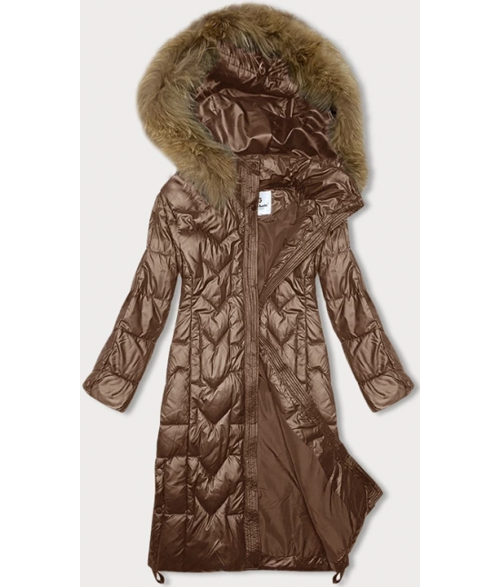 Dámska dlhá zimná bunda MODA2203 camel