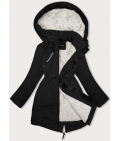 Zimowa kurtka damska z kapturem Glakate czarna (H-3832)