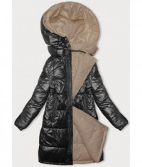 Hrubá obojstranná zimná bunda MODA767  čierno-béžová