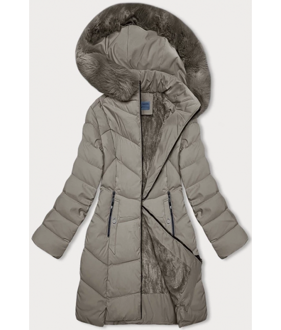 Dámska zimná bunda s kožušinovou podšívkou MODA8206BIG béžová