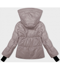Puchowa kurtka damska zimowa z kapturem Glakate jasnoróżowa (LU-238191)