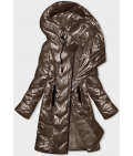 Dámska zimná metalická bunda MODA7227 hnedá