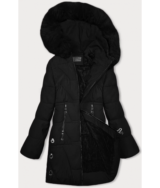 Damska zimowa kurtka na futrzanej podszewce S'west czarna (R8166-1)