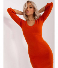 Dopasowana sukienka w prążki pomarańczowe (5579-20)