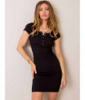 Ołówkowa sukienka z krótkim rękawem Rue Paris czarna (5604-22)