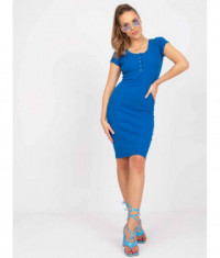 Ołówkowa sukienka z krótkim rękawem Rue Paris niebieska (5604-36)