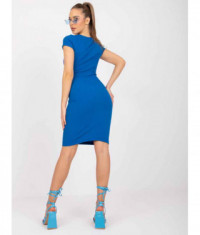 Ołówkowa sukienka z krótkim rękawem Rue Paris niebieska (5604-36)