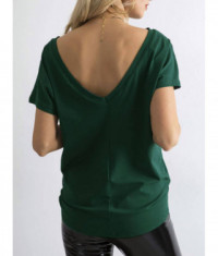 T-shirt basic z dekoltem z tyłu Feel Good ciemny zielony (4662-38)
