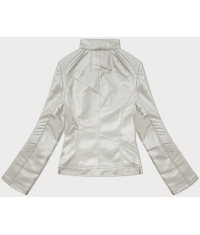 Damska kurtka ze skóry ekologicznej ze stójką J Style jasny beżowy (11Z8131)