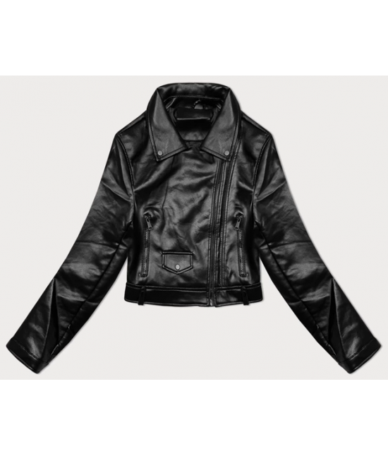 Skórzana kurtka z klapami J Style czarna (11Z8128)
