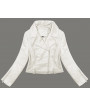 Dámska krátka koženková bunda s asymetrickým zipsom MODA8130 ecru