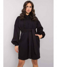 Dresowa sukienka oversize z paskiem czarna (7253)