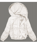 Pikowana kurtka z odpinanym kapturem Miss TiTi ecru (2482)