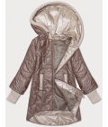 Pikowana kurtka z ozdobnymi ściągaczami S'West ciemny beżowy (B8241-101)