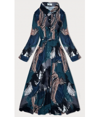 Koszulowa sukienka do połowy łydki Ann Gissy morski-brąz (XY202113(3))