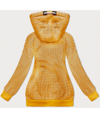 Rozpinana bluza z kapturem w drobne serduszka ciemny żółty (2316)
