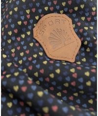 Rozpinana bluza z kapturem w drobne serduszka ciemny granat (2316)