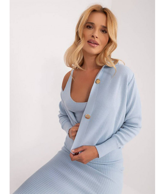 Pletené šaty a sveter s golierom, MODA459 modré