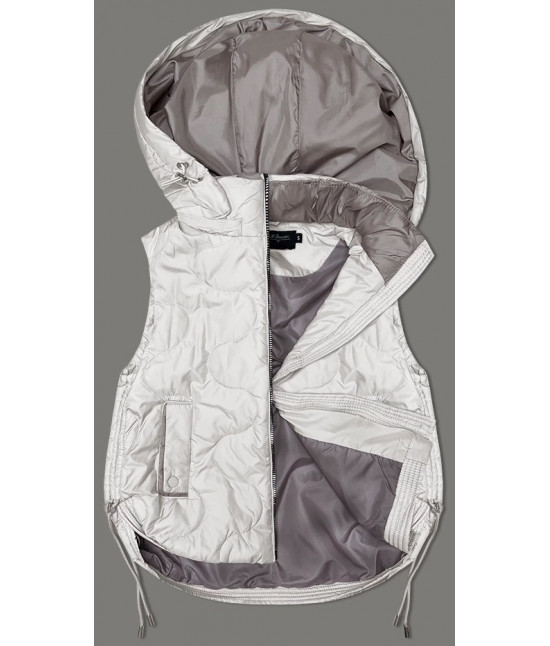Dámska krátka vesta s odopínajúcou kapucňou MODA2414 ecru