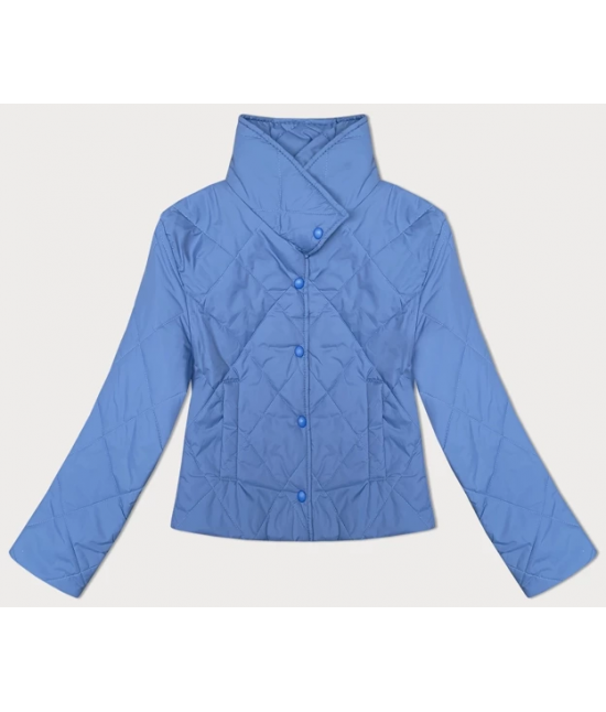 Pikowana kurtka damska ze stójką niebieska (20067)