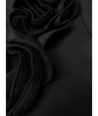 Dzianinowa bluza z różami czarna (16023)