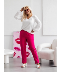 Eleganckie spodnie damskie plus size malinowe (728)
