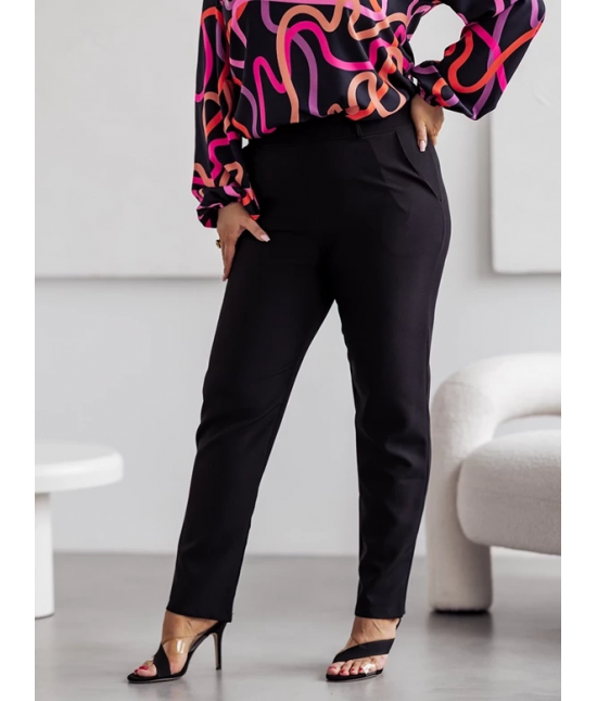 Eleganckie spodnie damskie plus size czarne (728)