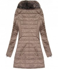 Dámska zimná bunda z eko-kože MODA520 staroružová