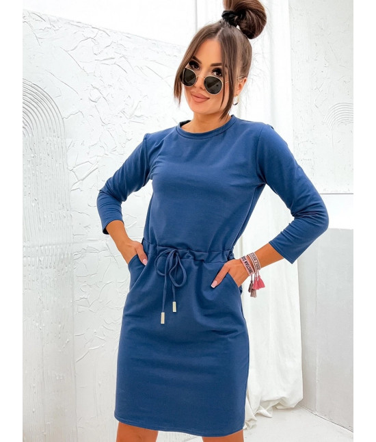 Dámske štýlové šaty s teplákoviny MODA700 modré