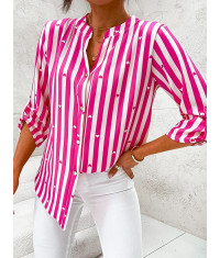 Koszulowa bluzka w pasy różowo-biała (739)