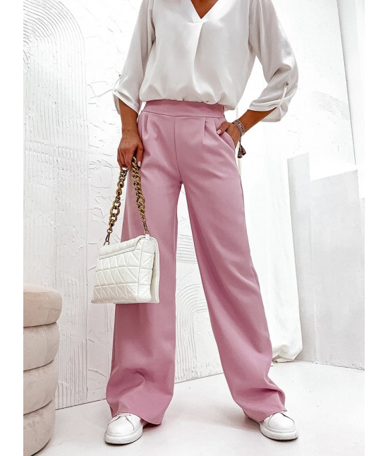 Dámske elegantné nohavice MODA8247 púdrovo-ružové