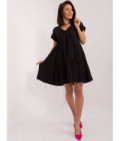 Bawełniana sukienka rozkloszowana czarna (6873)