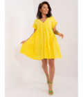 Bawełniana sukienka rozkloszowana żółta (6873)