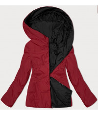 Dámska obojstranná krátka jarná bunda MODA2155 čierno-červená