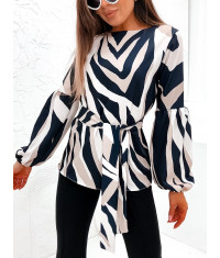 Elegancka bluzka zebra czarno-beżowa (699)