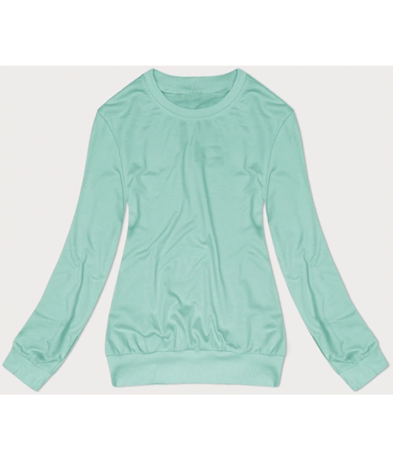 Cienka bluza dresowa damska ze ściągaczami miętowa (68W05-61)