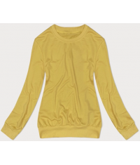 Cienka bluza dresowa damska ze ściągaczami żółta (68W05-117)