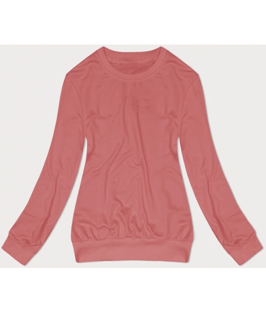 Cienka bluza dresowa damska ze ściągaczami łosoś (68W05-37)