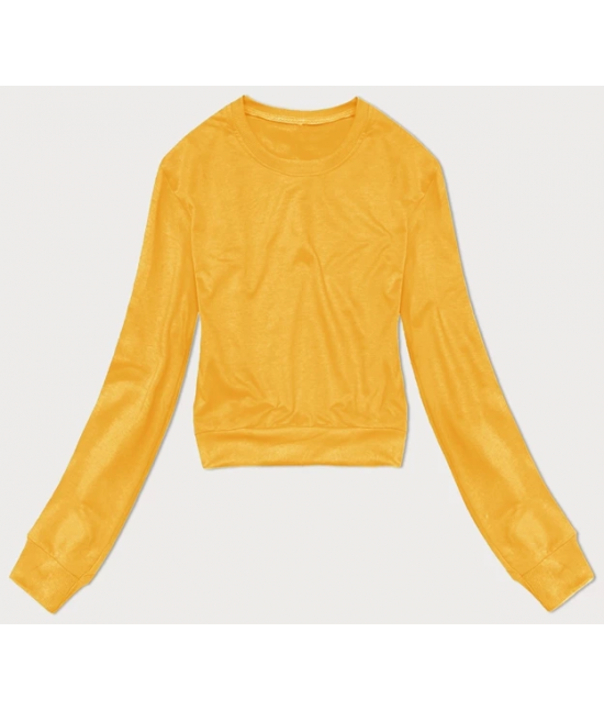Cienka krótka bluza dresowa damska żółta (8B938-117)