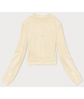 Cienka krótka bluza dresowa damska ecru (8B938-67+132)