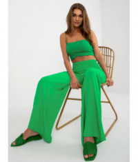 Szerokie spodnie damskie w gumę zielone (8390)