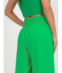 Szerokie spodnie damskie w gumę zielone (8390)