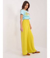 Szerokie spodnie damskie w gumę żółte (8390)