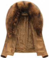 Dámska zamatová zimná bunda 6502BIG karamelová 2