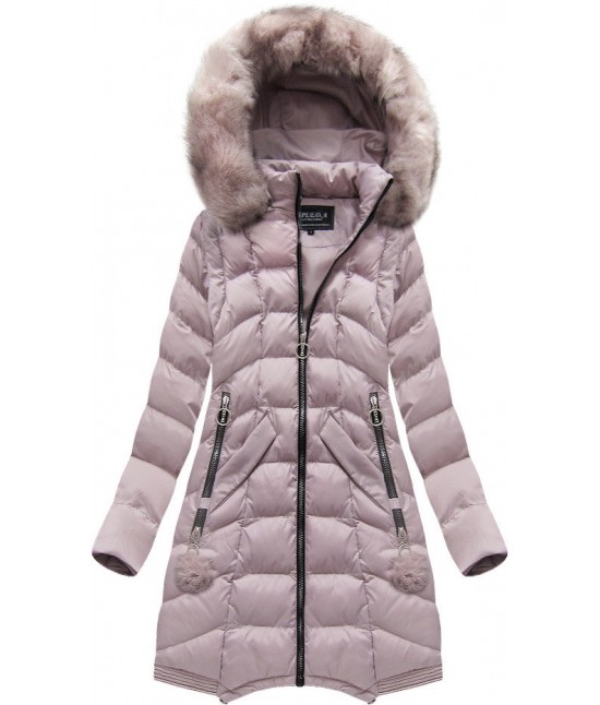 Dámska dlhá zimná bunda MODA769 ružová