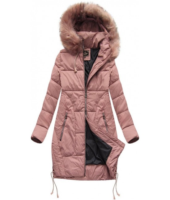 Dámska zimná bunda s kapucňou MODA690 staroružová