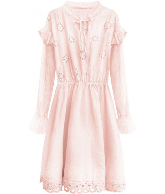 Dámske bavlnené šaty MODA303 púdrovo-ružové