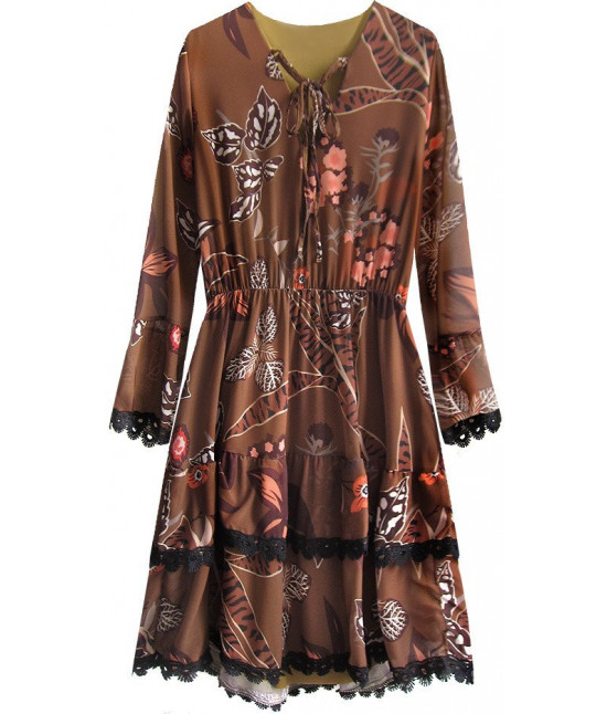 Dámske šifonové šaty MODA452 hnedé