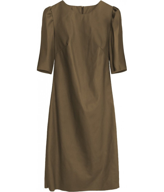 Dámske šaty z eko-kože MODA480 hnedé